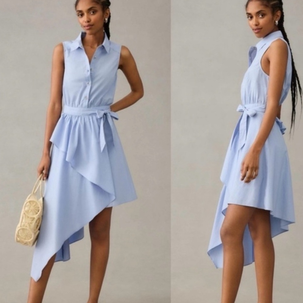 Maeve by Anthropologie Asymmetrical sky blue size 6 dress